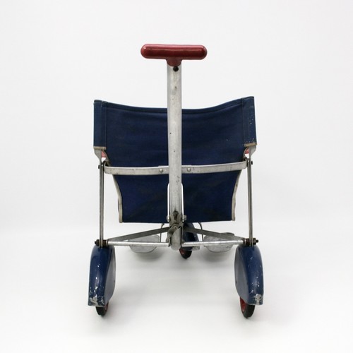 Vtg Folda Rola Mid-Century Baby Stroller Walker Blue Flair Fenders Red Wheels - Picture 8 of 10