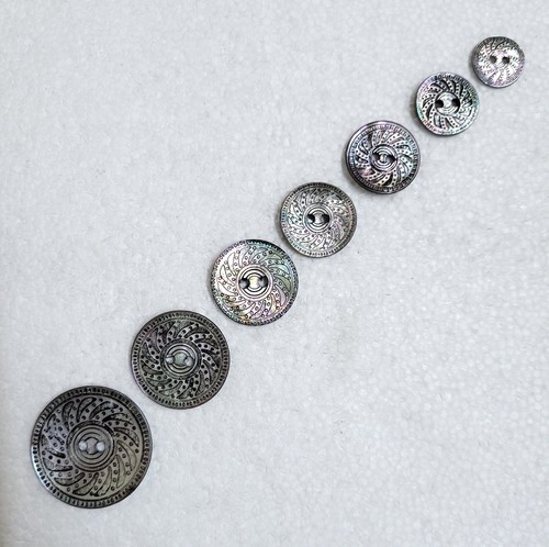Grey Shell Pinwheel Button 12mm 15mm 18mm 20mm 23mm 28mm Shirt Coat Dress Sewing - Picture 5 of 24