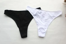 Women Sexy Thong Solid Cotton High Cut/Leg Underwear Seamless G-string Panties S