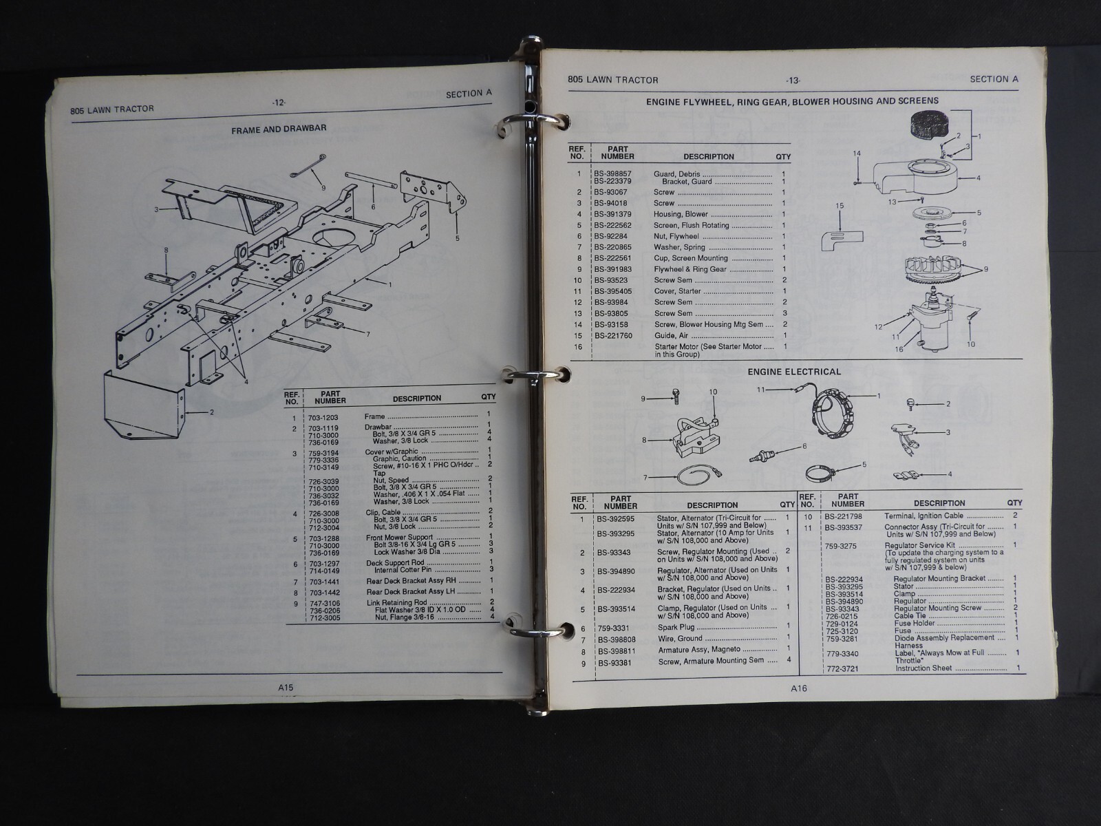 197987 CUB CADET 230 260 270 282 283 805 1105 1110 1615 1620 LAWN