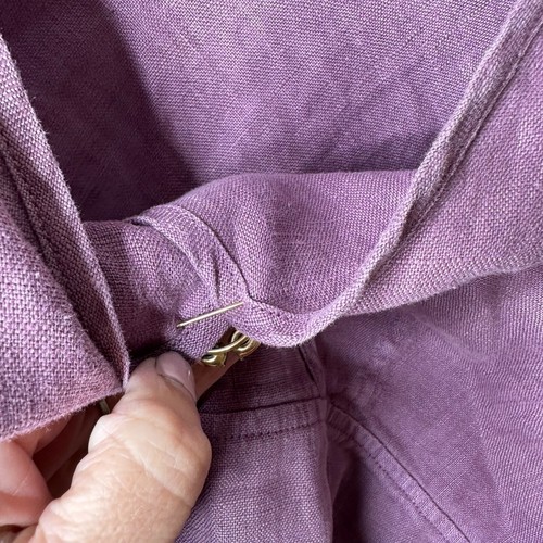 Isabella Bird Blouse Womens M Purple Linen V Neck Top Babydoll Empire Waist Y2K - Picture 5 of 9