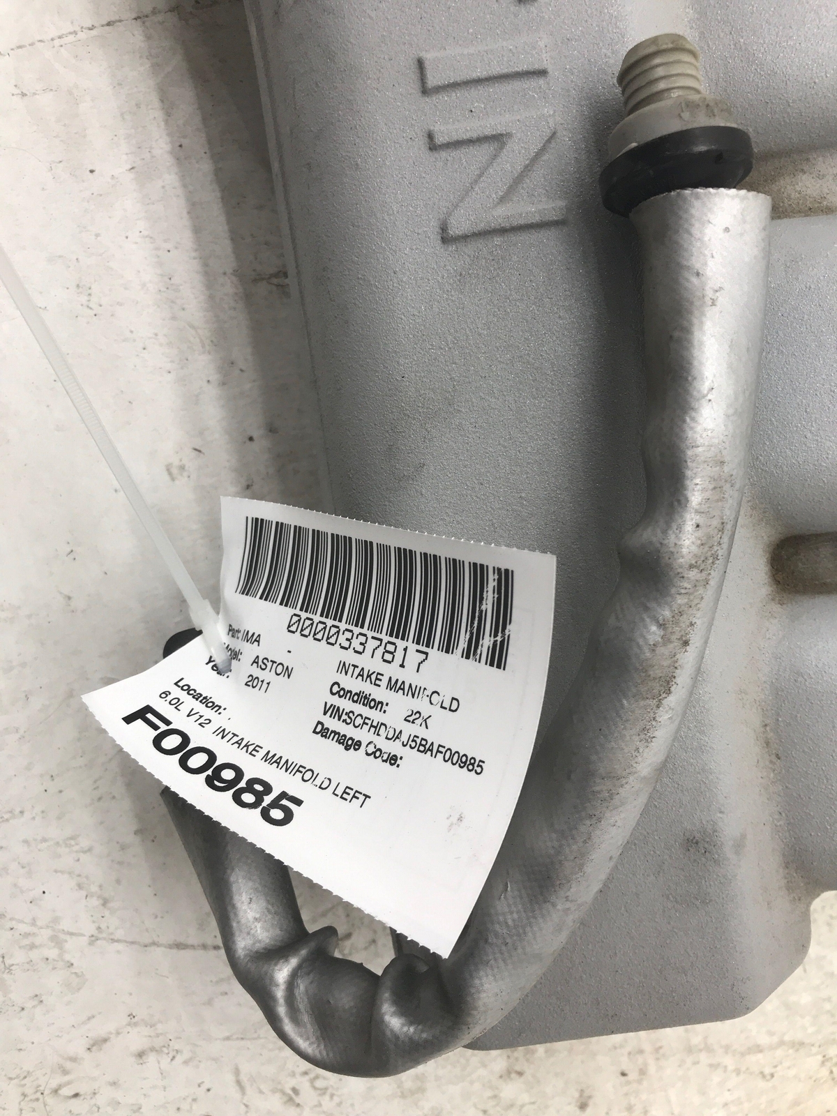 2011-2020 ASTON MARTIN RAPIDE 6.0L V12 INTAKE MANIFOLD LEFT 8G439424DA OEM