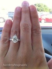 Lab-Created 1.75CT Pear Shape Diamond Engagement Wedding Ring 14K White Gold FN