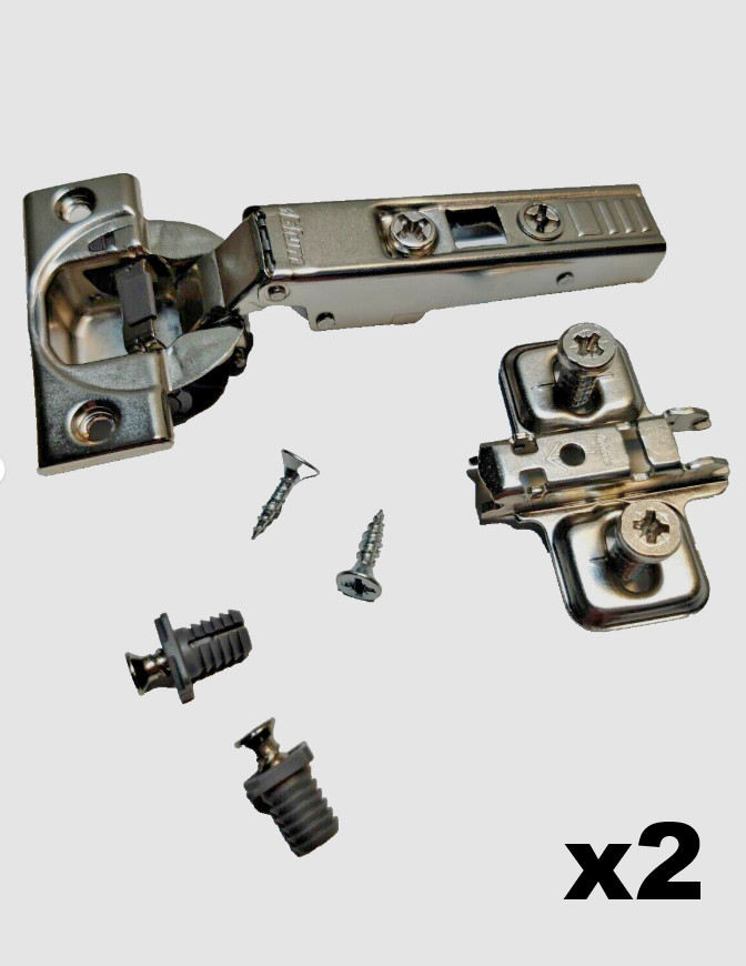 Kitchen Door Hinge Soft Close x2  110° BLUM Overlay Door + Plate + Screws