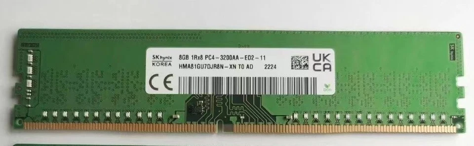 SK Hynix 8GB DDR4 3200MHz ECC UDIMM RAM 1Rx8 PC4-25600 HMA81GU7DJR8N-XN 288pin - Image 2 of 2