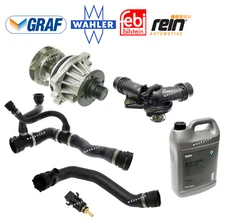 Water Pump Thermostat Upper Lower Hose Sensor Coolant Kit OES For BMW 525i 530i