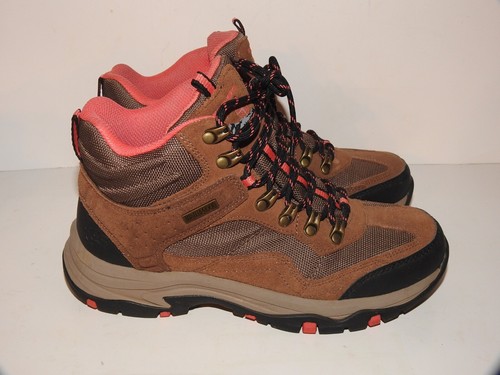 Skechers Womens Relaxed Fit Trego Hiking Boot Tan Suede /Pink Waterproof 167008 - Picture 9 of 12