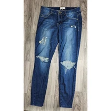 Jolt Juniors Size 5 Pockets Distressed Whiskered Denim Blue Jeans