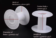 White Plastic 1-3/4" Tall Spools Empty for chain, cord, wire, ribbon ~ New Clean