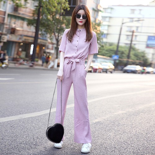 Women Loose Wide Legs Pants Front T 