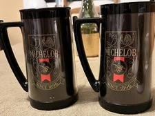 1970s Lot 2 Thermo Serve Bar Collection Plastic Insulated Michelob Beer Mugs!