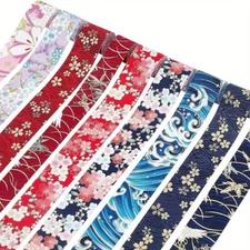 1set Japanese Kimono style Floral Cotton Ribbon Single Printed for Hair Bow