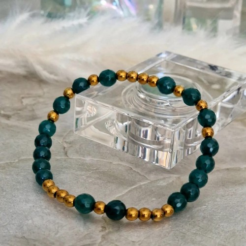 Smaragd+ Hämatit Perlenarmband Armband Positive Energie Steine 4mm Länge 17cm - Bild 3 von 4
