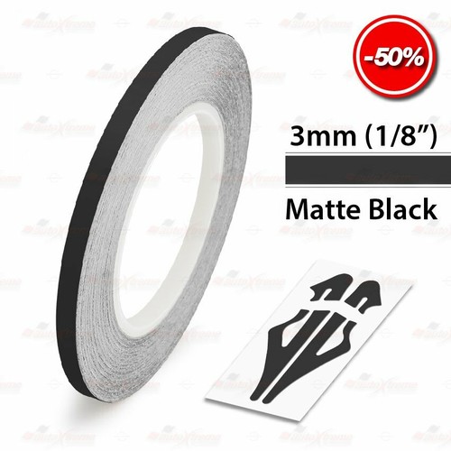 MATTE BLACK 3mm 1/8" Roll Pin Stripe PinStriping Line Tape Vinyl Car