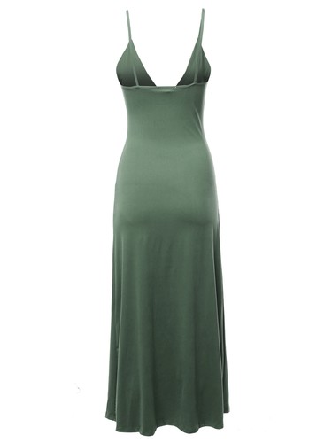 FashionOutfit Women's Solid Sexy Cami Strap Side Split Cocktail Party Maxi Dress - Picture 13 of 20
