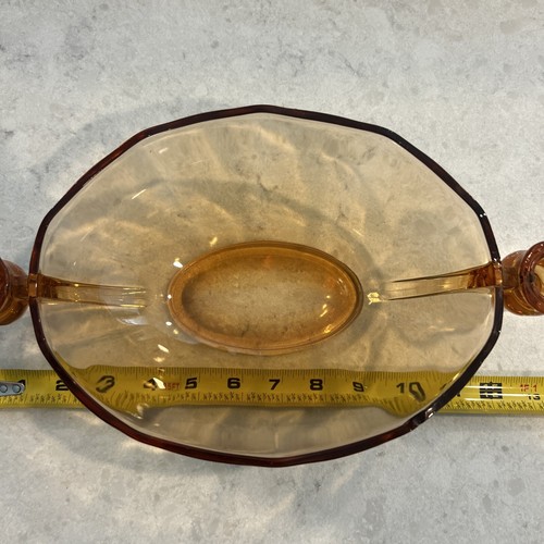 Vintage Fostoria Fairfax Pink Depression Glass Oval Bowl w/Candle Holder Handles - Picture 9 of 9