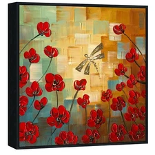 Canvas Oil Painting Pic Hand Paint Wall Art Home Decor Abstract Floral Framed