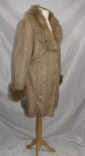 Centigrade Beige Faux Suede Faux Fur Afghan Style Coat M Bnwt