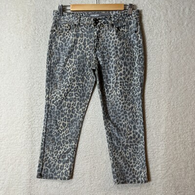 Jordache Womens Size 4 Gray Leopard Skinny Crop Jeans