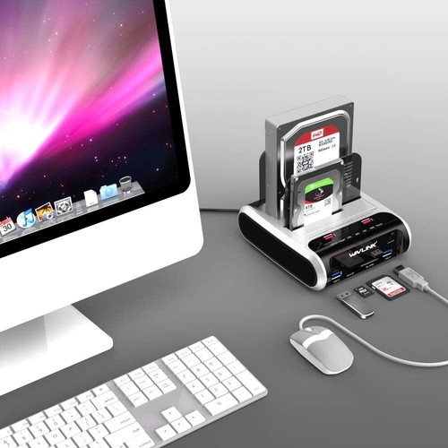 WAVLINK USB 3.0 zu SATA mit Offline Klonfunktion,Dual-Bay externe Festplatten Do - Afbeelding 4 van 7