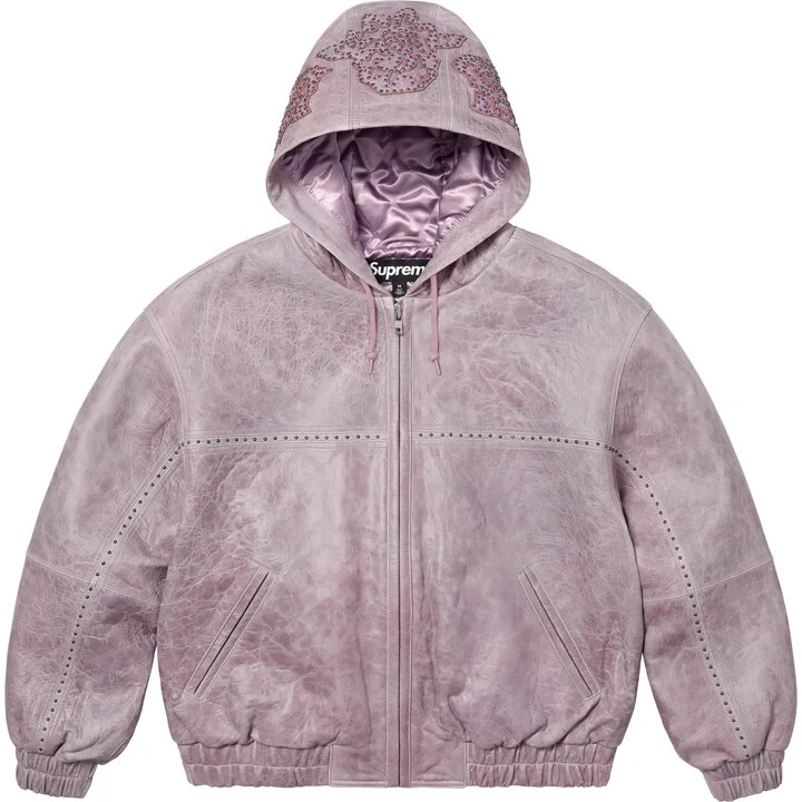 Supreme Studded Hooded Leather Jacket Lilac | eBay