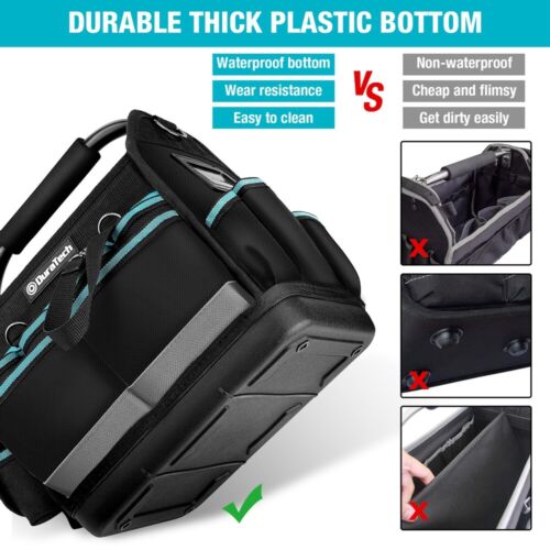 DURATECH 12" Tool Tote Open Top Tool Bag Wide Mouth Tool Bag Tote w/Multi-Pocket - Picture 3 of 10