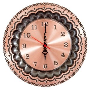Orologio da parete in rame lucido al quarzo tradizionale piatto 30 cm.