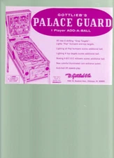 Wow! Original 1968 Gottlieb Palace Guard pinball flyer/post card! Free Ship!