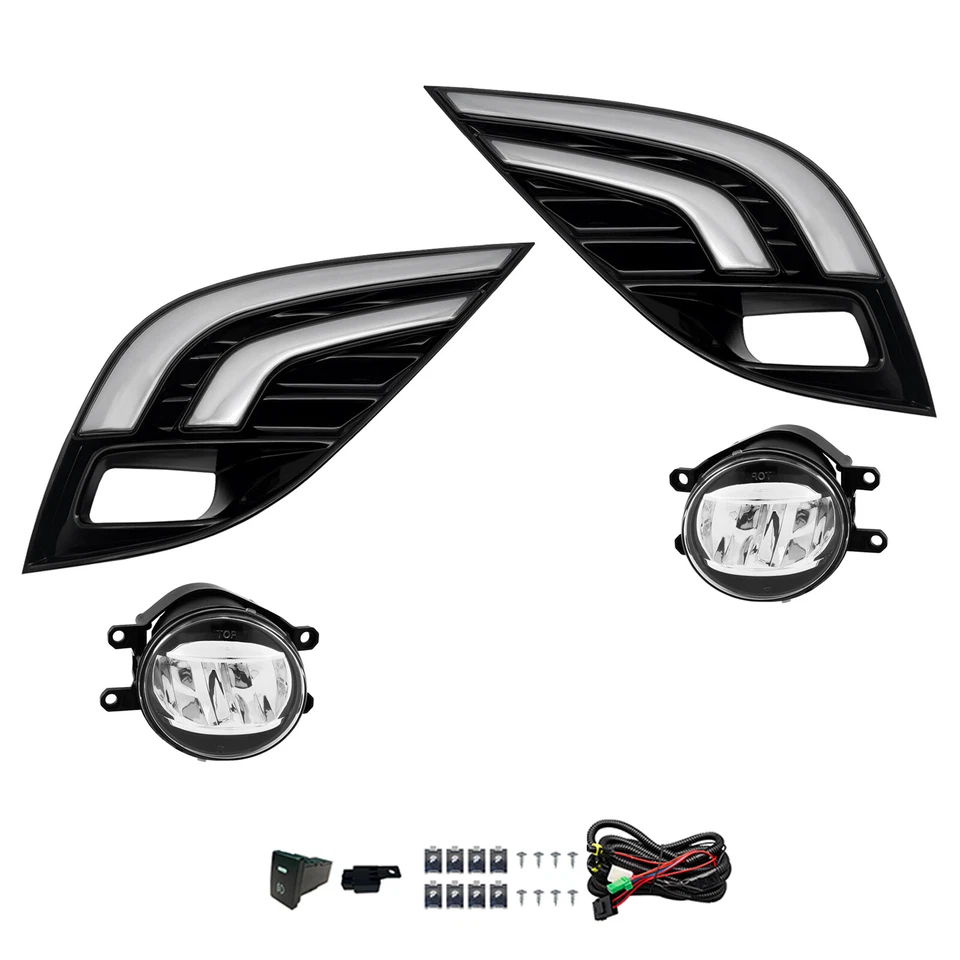 Par de luces antiniebla LED con DRL + cableado para Toyota Camry SE XSE 2018 2019 2020 Foto 2 de 4