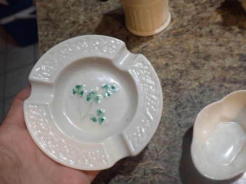 Vintage Irish Belleek porcelain Lot of 11 pcs vases ashtray bowls various sizes - Picture 9 of 14