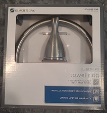 1 NEW In BOX Glacier Bay Builders Towel Ring - BRUSHED NICKEL - BTH-086-101