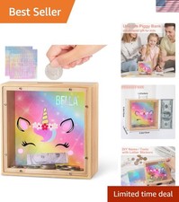 Piggy Bank for Kids, Wooden Money Coin Bank for Boys and Girls, Dinosaur Unic...