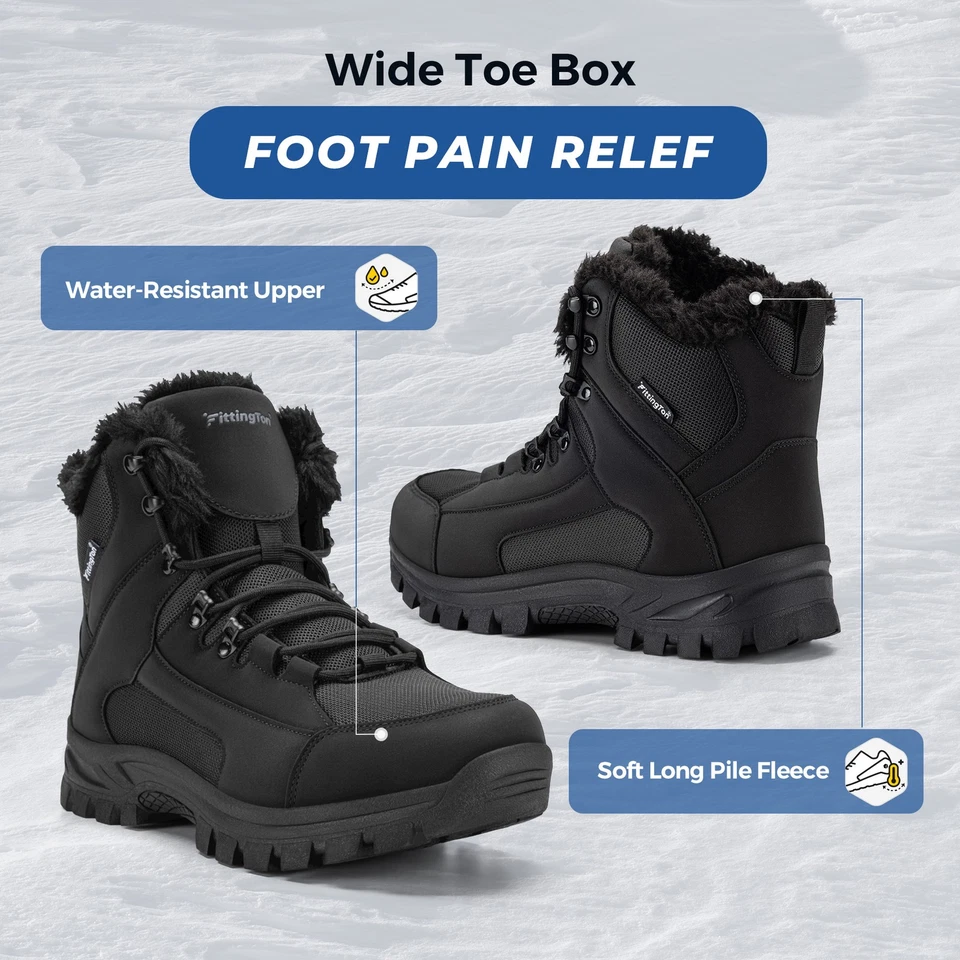 Hombres Botas de Invierno Aisladas Nieve Cálidas Forradas de Piel Botas de Nieve Antideslizantes Zapatos al Aire Libre Foto 4 de 4