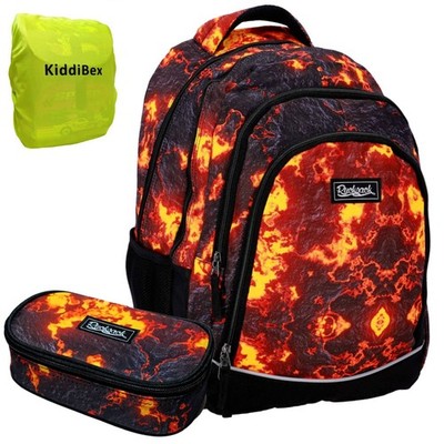 Schulrucksack Jungen Set 3 Teilig - Schulranzen Jungen ab 5. Klasse - Lava