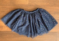 H M Girls Sequin Tulle Navy Colorful Sparkly Party Holiday Skirt 5 6 Youth