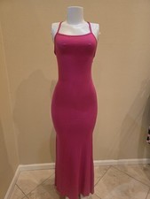 Stunning Hot Pink Criss-Cross Open Back Bodycon Maxi Dress