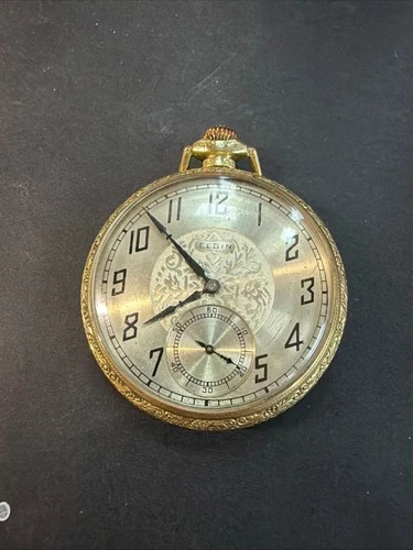 Vintage Elgin Pocket Watch 1927 Wadsworth King 14K Gold Filled Case 12s USA