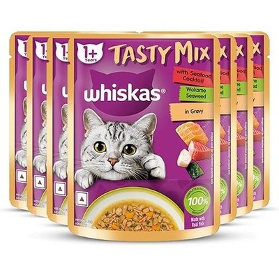 Whiskas Tasty Mix Adult (1+ Year) Wet Cat Food-Gravy, 70 g, Pack of 7