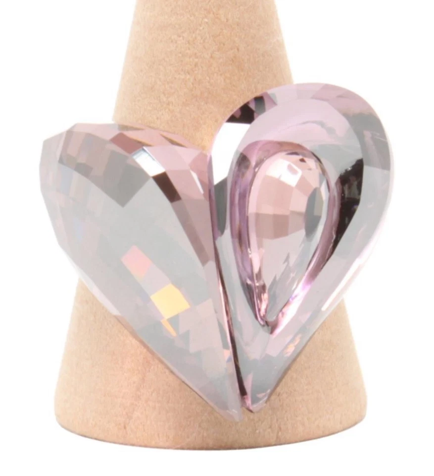 Anel de pedra coração rosa Kawaii cor prata perfeito EUA 8,5 Swarovski 58 Sanri - Imagem 2 de 4