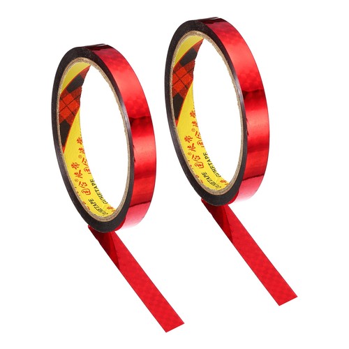 2pcs 12mmx30m Prism Tape Holographic Reflective Adhesive Craft Wrap Decor, Red - Picture 1 of 5