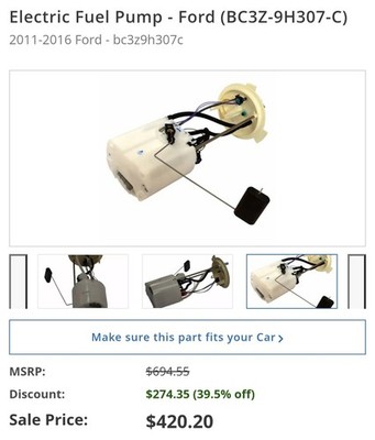 Genuine Ford Electric Fuel Pump BC3Z-9H307-C