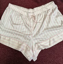 EUC Victoria s Secret Pink Satin Sleep Shorts Striped Coquette Y2K L HTF Bridal