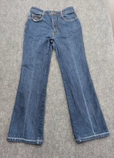 Vtg 80s Jordache Jeans Women 36 L Blue Bootcut Horsehead Hong Kong Embroidered