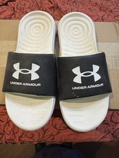 Youth Size 5 Under Armour Sandals/Slides Black And White NWOT No Box