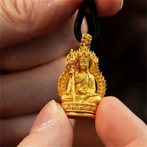 22K 23K 24K Thai Baht Yellow Gold Small Buddha Pendant - Picture 1 of 7