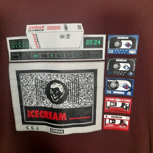 Ice cream Short Sleeved Burgundy Printed T Shirt Size M Black Designer - Picture 6 of 12