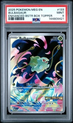 2025 POKEMON MEG EN-MEGA EVOLUTION ENHANCED BOOSTER BOX TOPPER BULBASAUR PSA 9