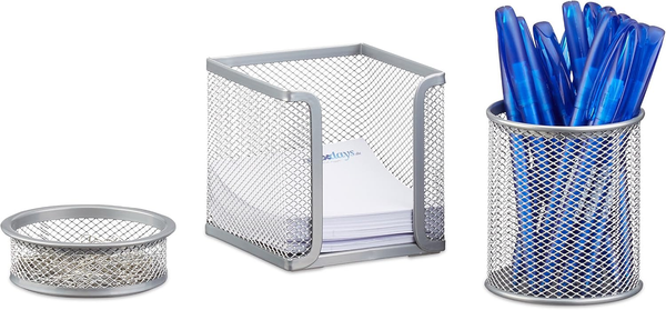 Schreibtisch Organizer 3Er Set Metall, Silber-image