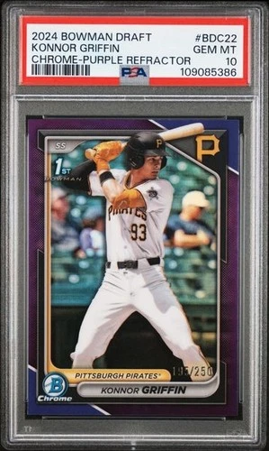 2024 Konnor Griffin 1st Bowman Chrome Draft True Purple Refractor/250🔥PSA 10🔥