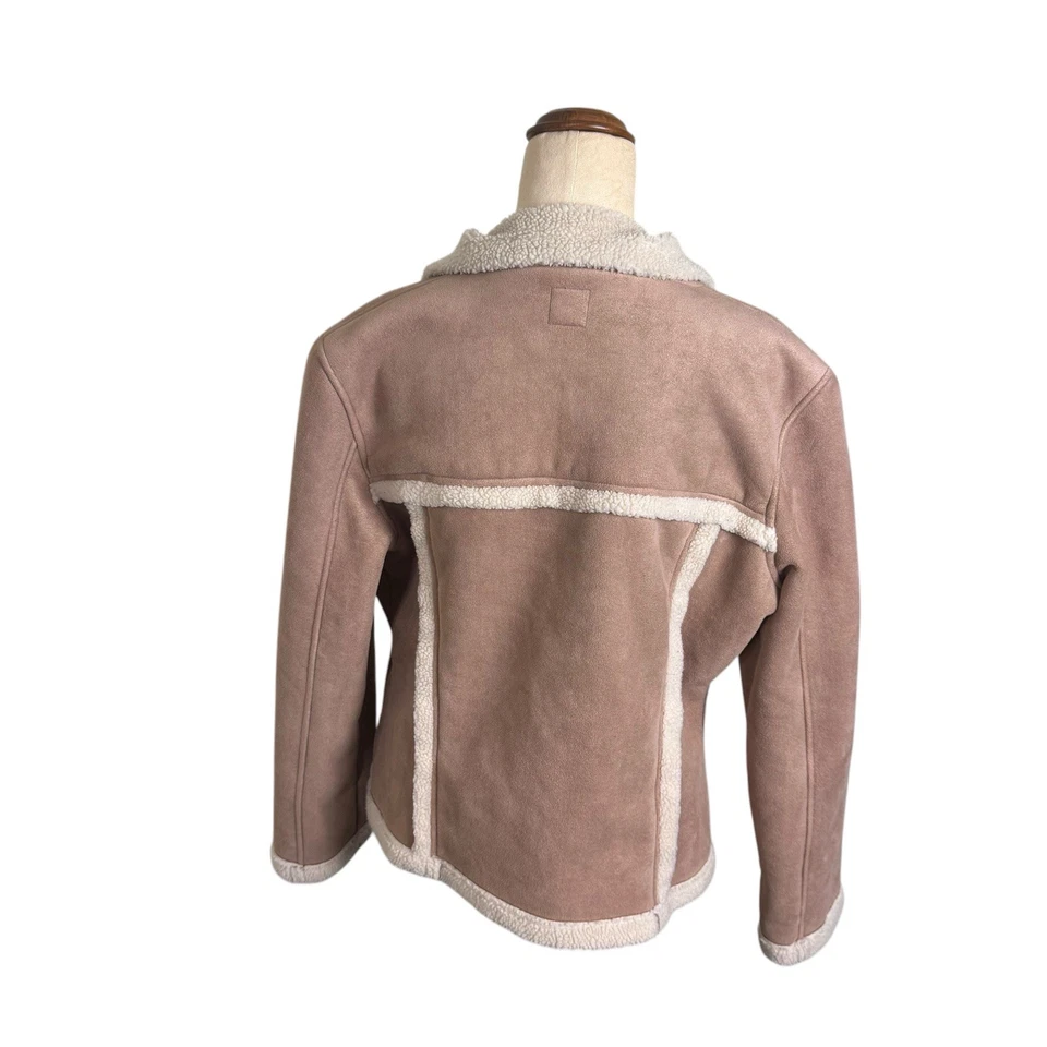 Esprit Jacket Unknown Size See Measurements Faux Suede Sherpa Lined Zip Brown - Image 4 of 4